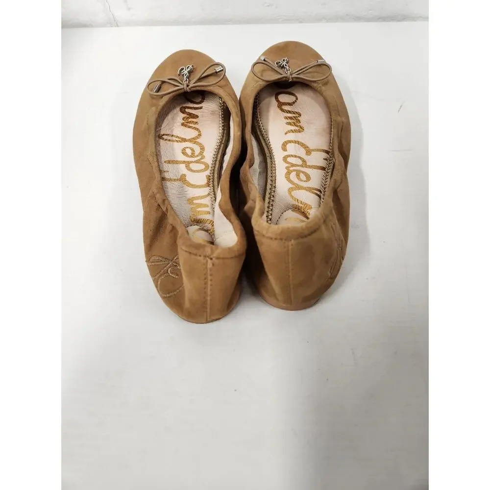 Sam Edelman Women's Suede Felicia Ballet Flats, Size 6.5M, Tan Color. Bow Accent - Picture 4 of 10